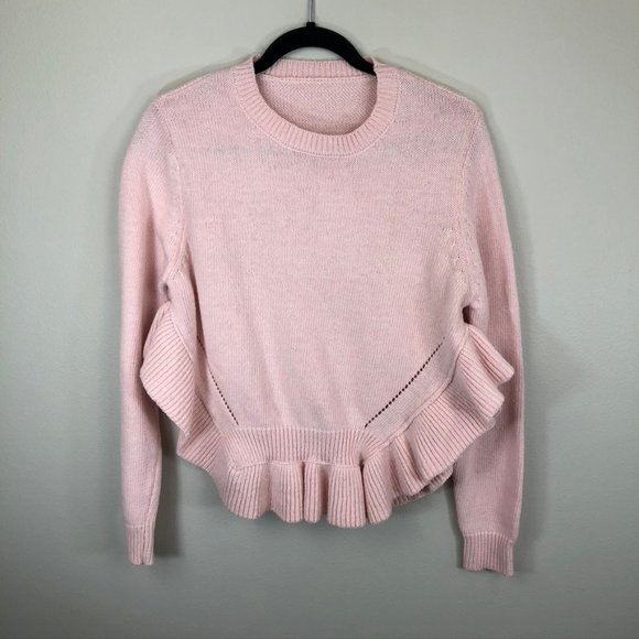 Soft Pink Cotton Ruffle Peplum Sweater - Picture 7 of 8
